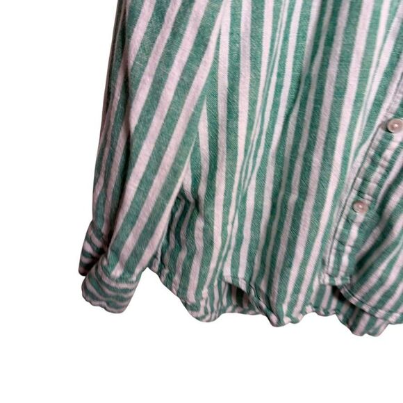 Universal Thread Blouse Women's Large Green Striped Button Up Collared - Picture 4 of 9